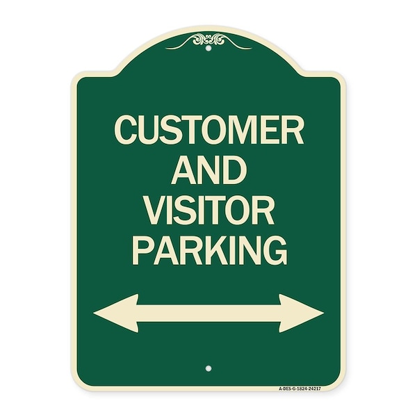 Customer and Visitor Parking Bidirectional Arrow Heavy-Gauge Aluminum Sign, 24" x 18", G-1824-24217